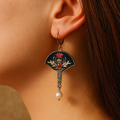 Boucles d'oreilles vintage en perles rouges
