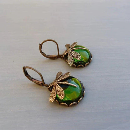 Boucles d'oreilles en cristal bleu avec cristal bleu en or antique