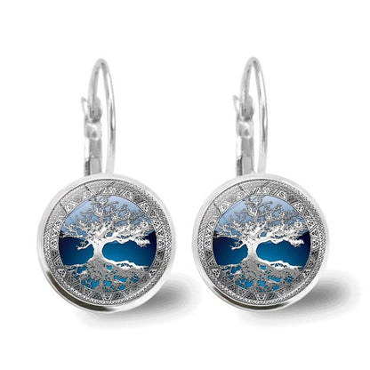 Boucles d'oreilles en arbre de vie argentées